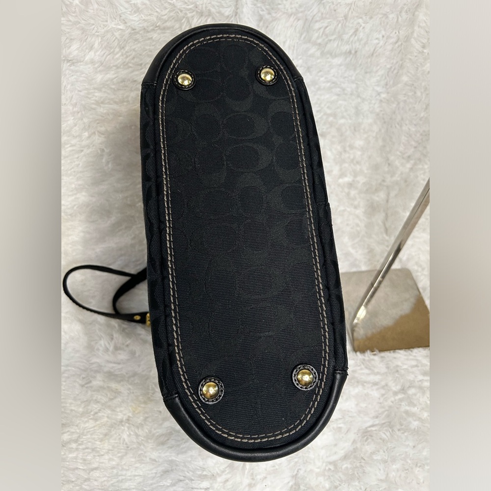 COACH SIGNATURE C GALLERY BLACK SHOULDER TOTE BAG PURSE SATCHEL - Picture 5 of 12